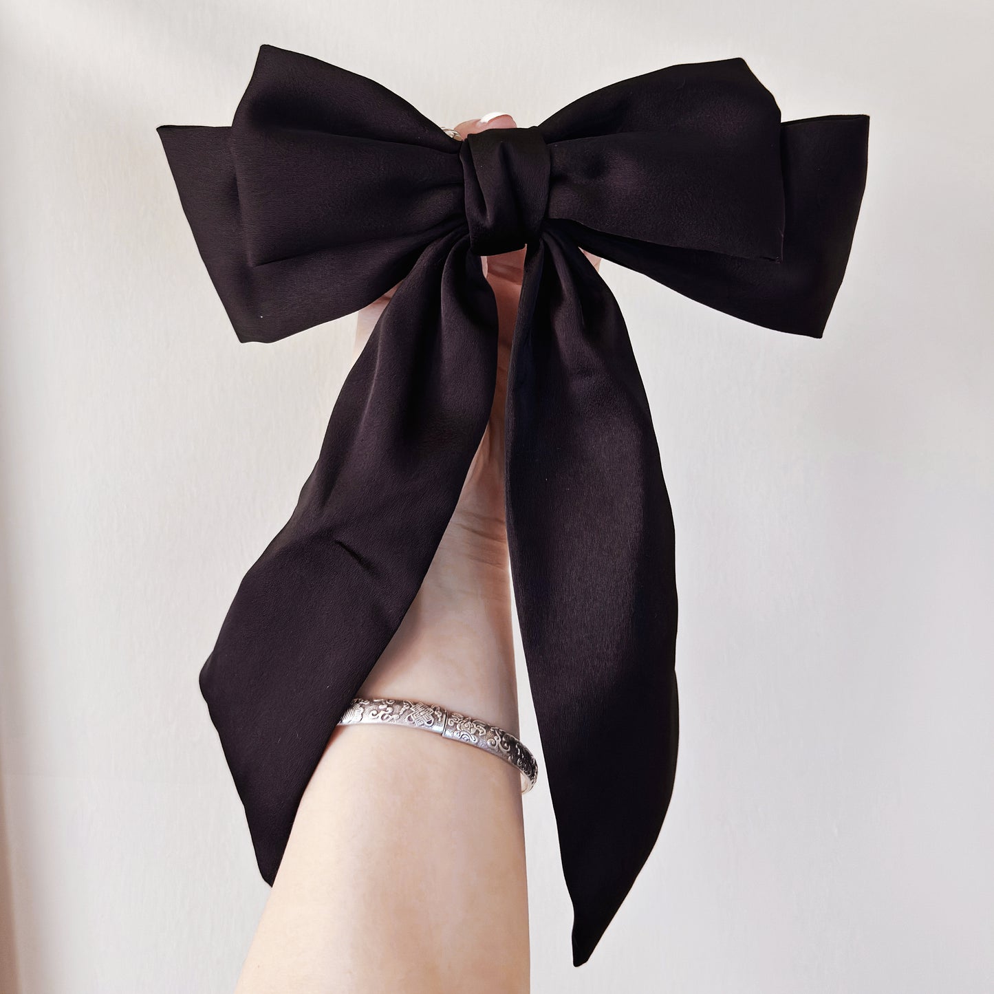 Ponytail Decoration Hair Clip with Large Satin Bow- Hair accessory -Hair bow- for girl for women