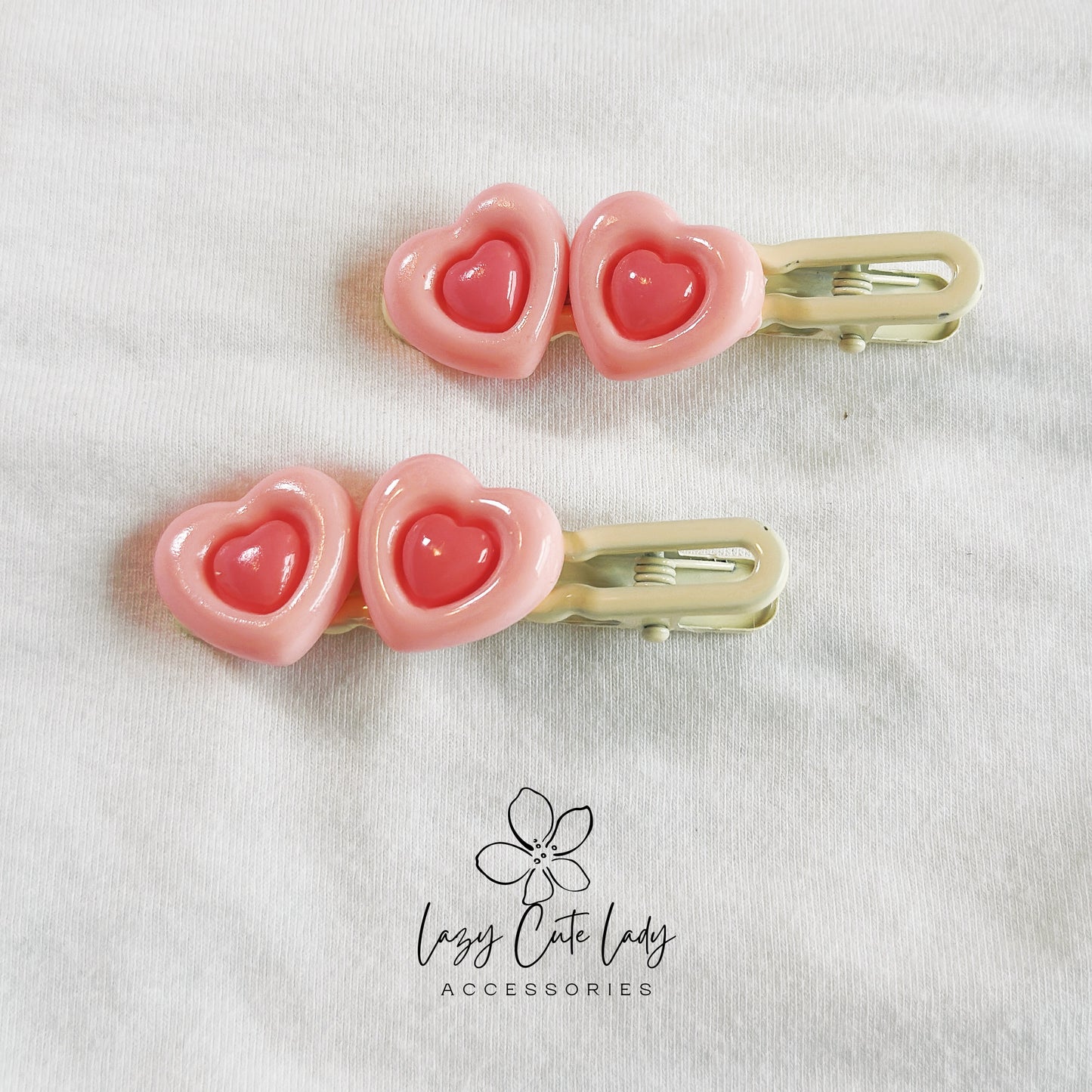 Dual Pink Hearts Delight Hair Clip-hair accessory-for girl for women