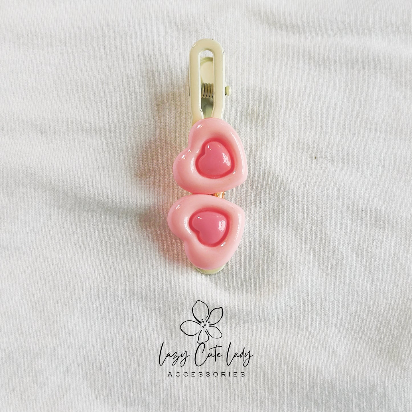 Dual Pink Hearts Delight Hair Clip-hair accessory-for girl for women