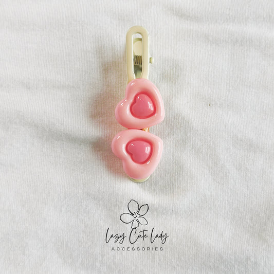 Dual Pink Hearts Delight Hair Clip-hair accessory-for girl for women