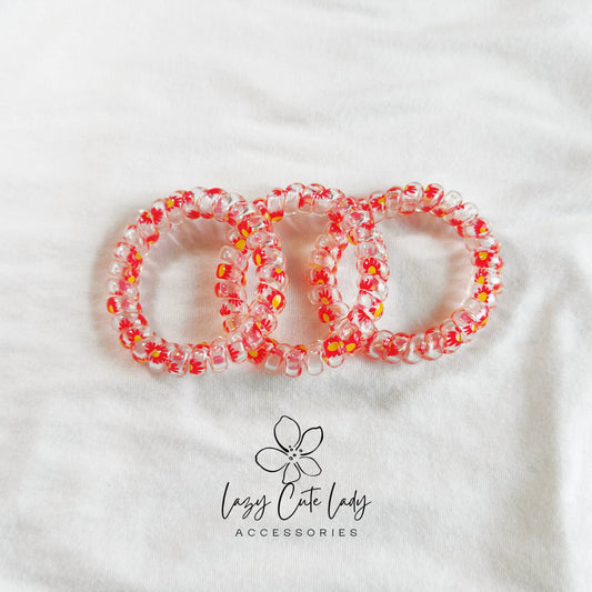 Transparent Petite Floral Spiral Hair Ties