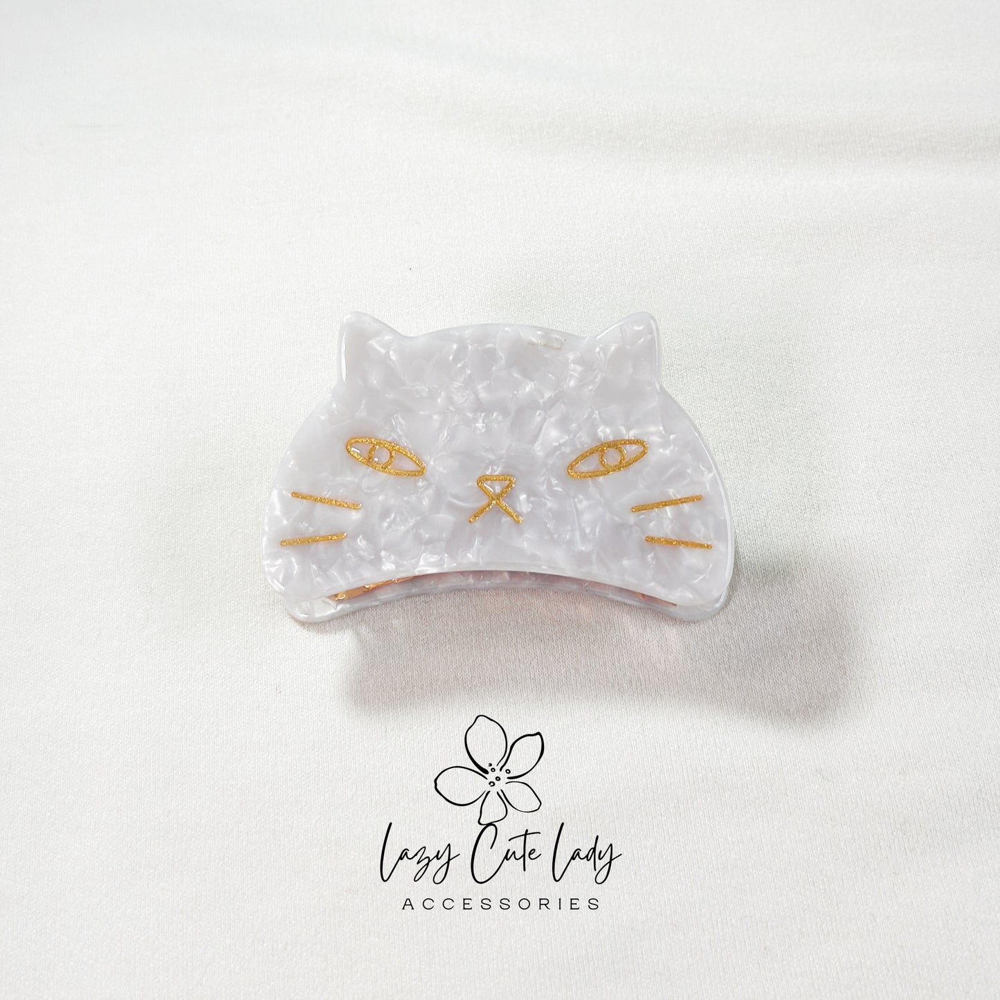 Adorable White Cat Face Hair Claw - Hair accessory - Gift for Cat lover,for girl,for women