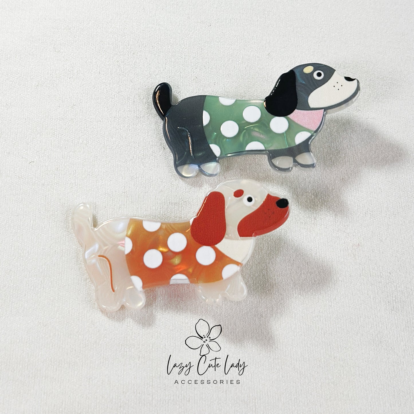 Spotted Pup Fashion Hair Clip - Hair Accessory - Dog Hair Clips - for girl for women