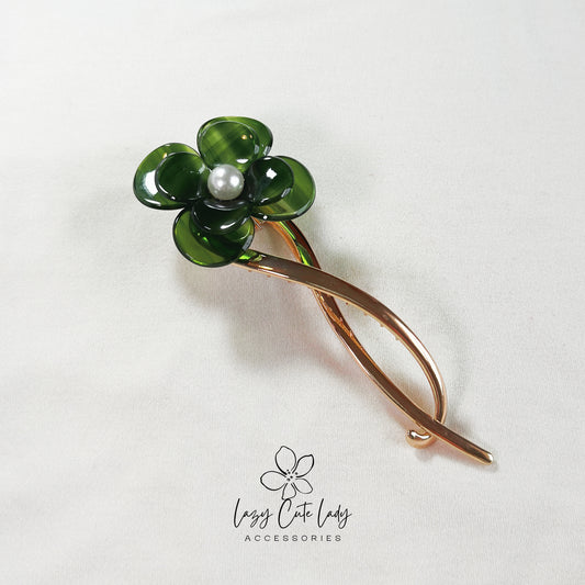 Medium Floral Hair Clip with Long Stems- Hair accessory for women for girl