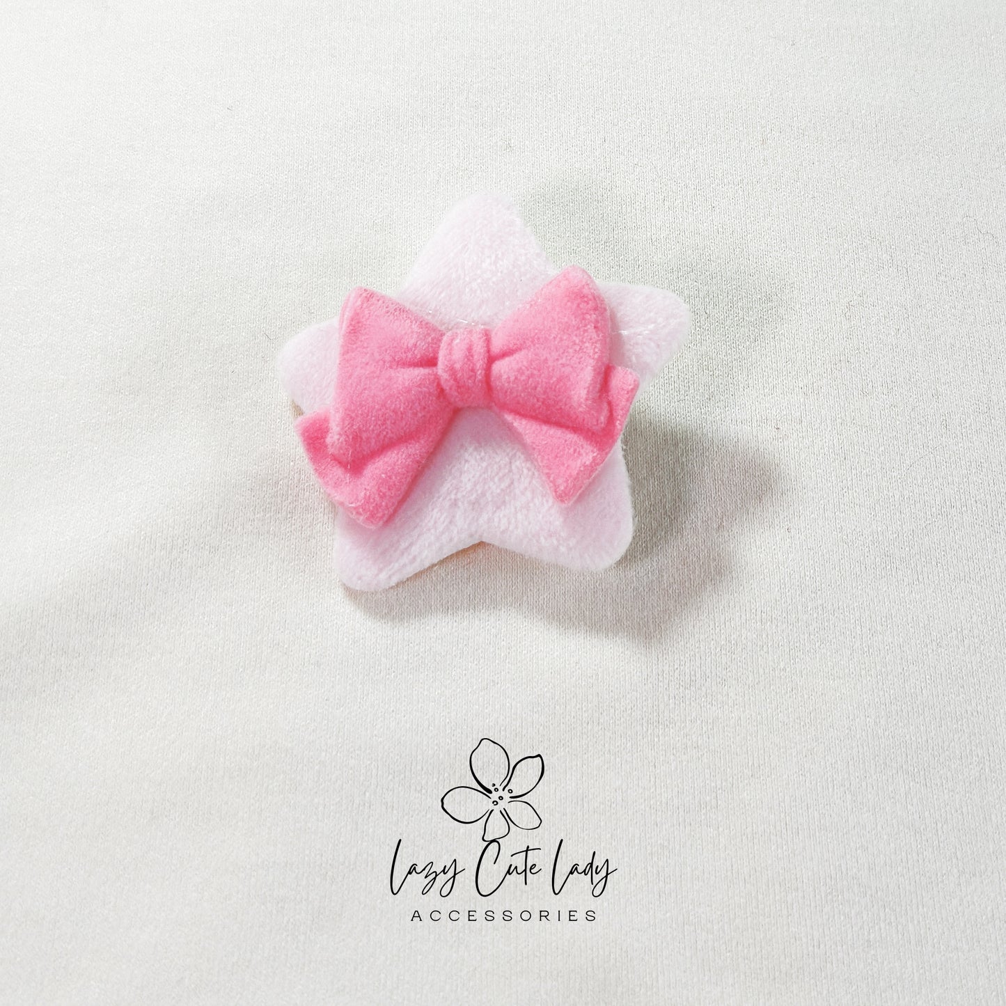 Plush Star Hair Clip with 3D Velvet Bow - Hair Accessory - Cute hair clips