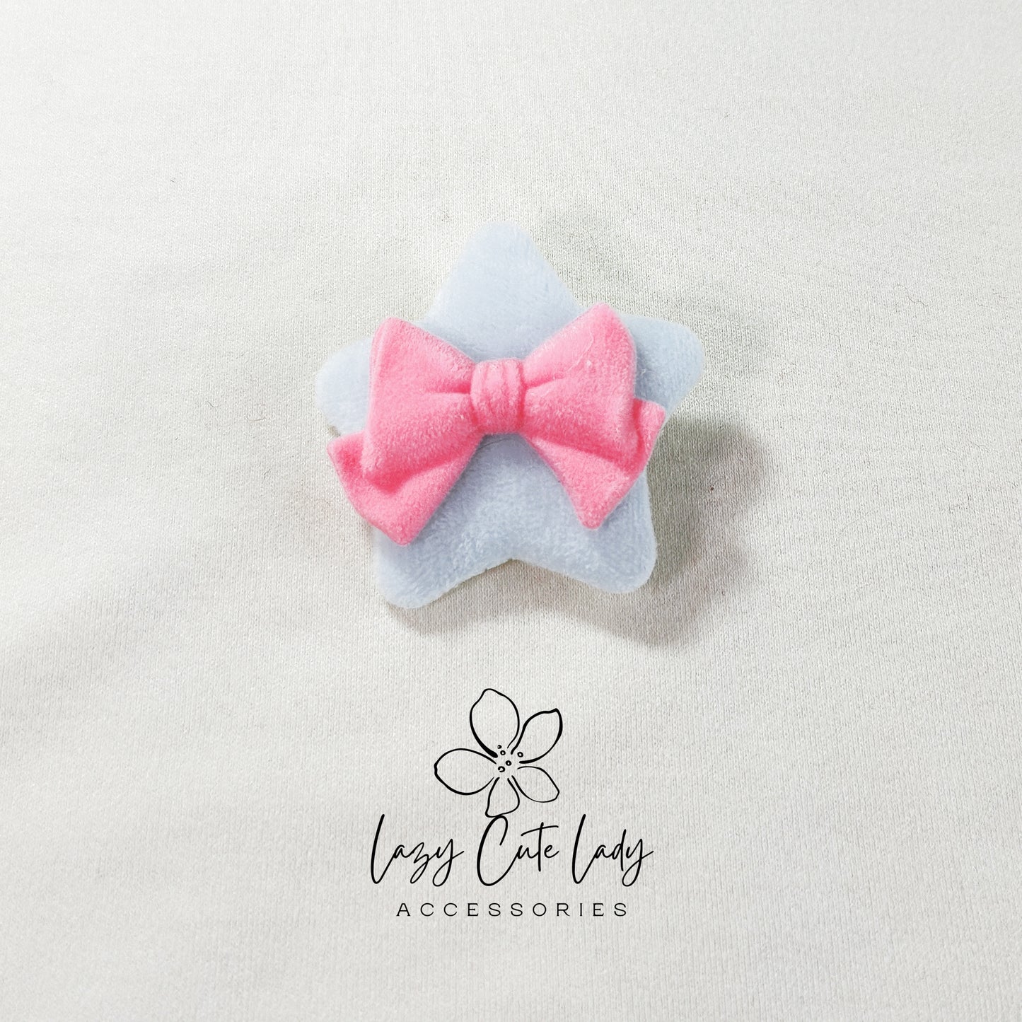 Plush Star Hair Clip with 3D Velvet Bow - Hair Accessory - Cute hair clips