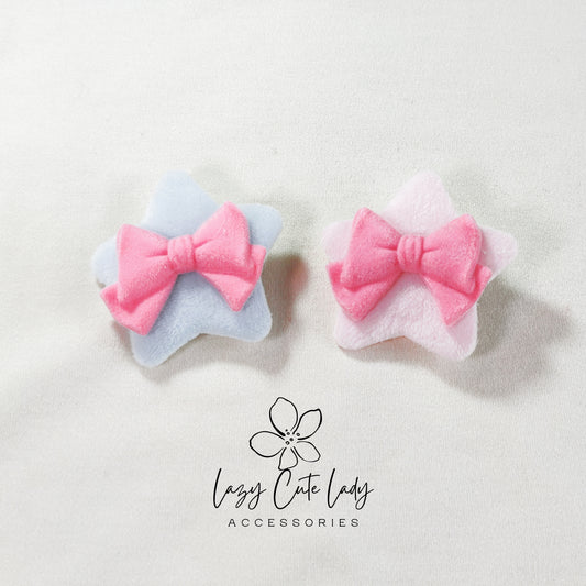 Plush Star Hair Clip with 3D Velvet Bow - Hair Accessory - Cute hair clips
