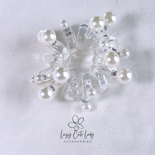Pearlized Transparent Spiral Hair Ties