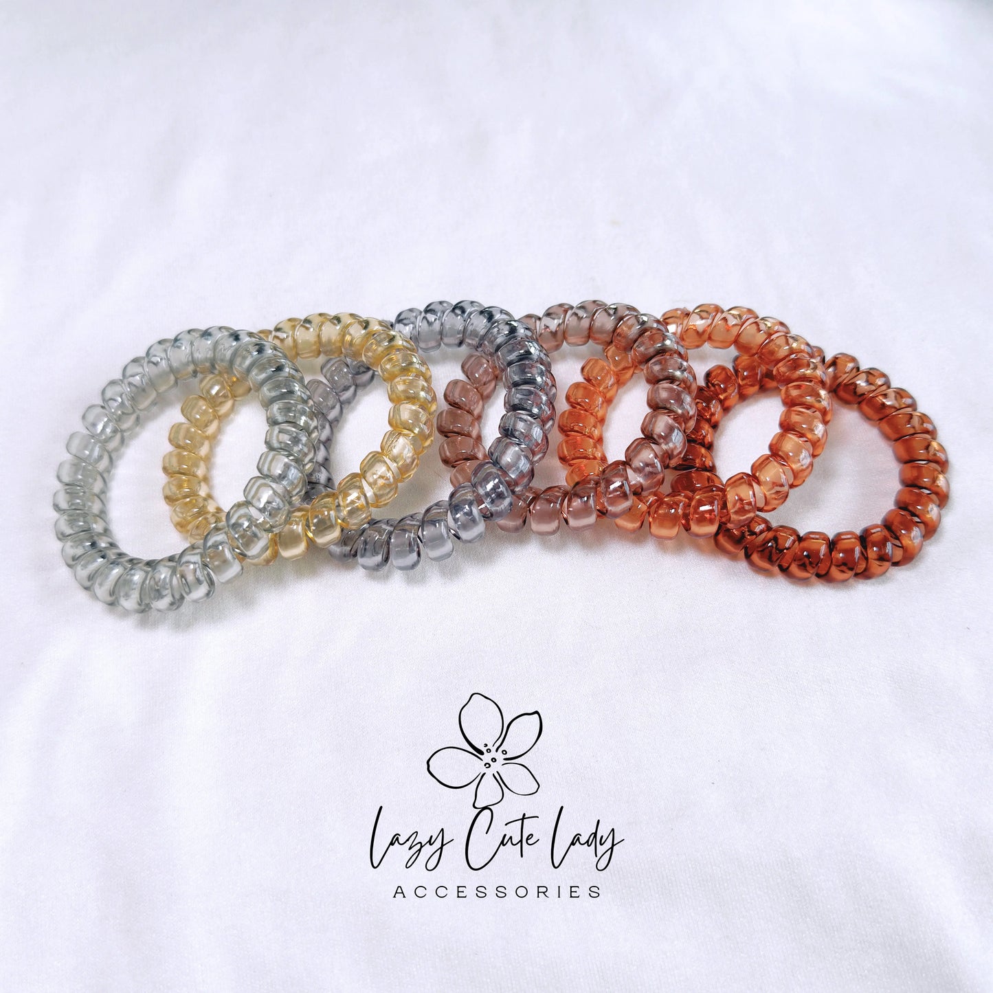 Transparent Pastel Spiral Hair Ties