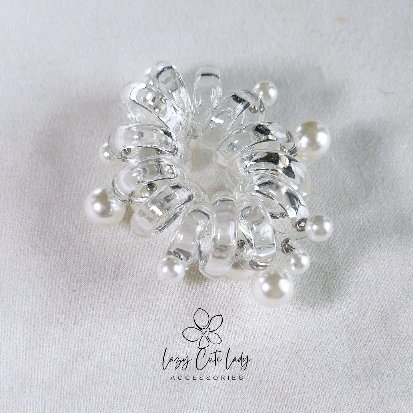 Pearlized Transparent Spiral Hair Ties