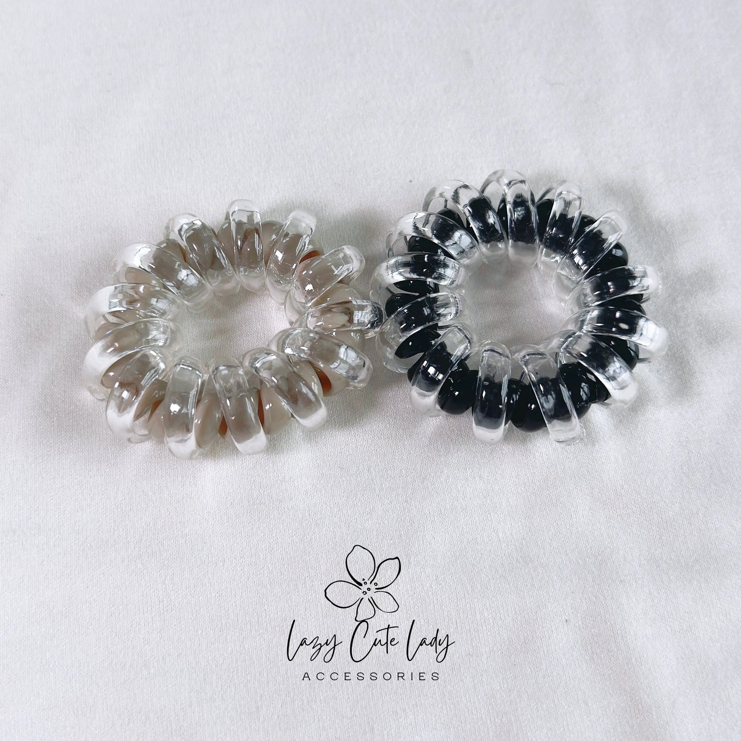 Double-Layered Transparent Spiral Hair Ties