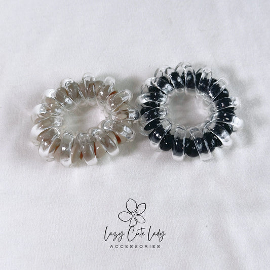 Double-Layered Transparent Spiral Hair Ties