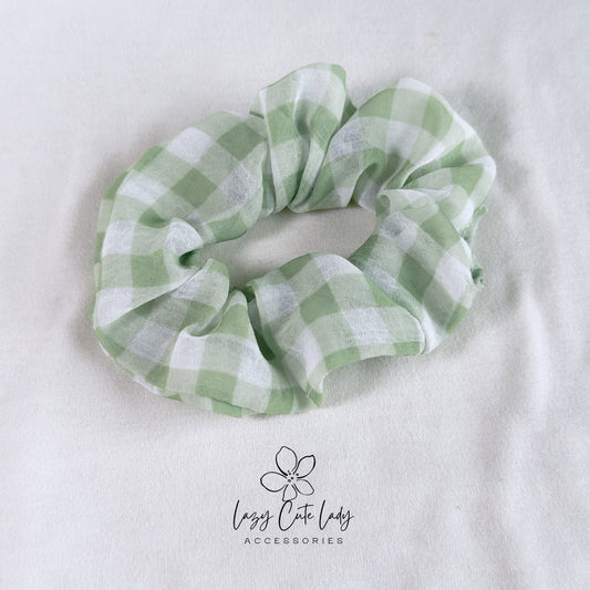 Matcha Checkered Charm Hair Scrunchies