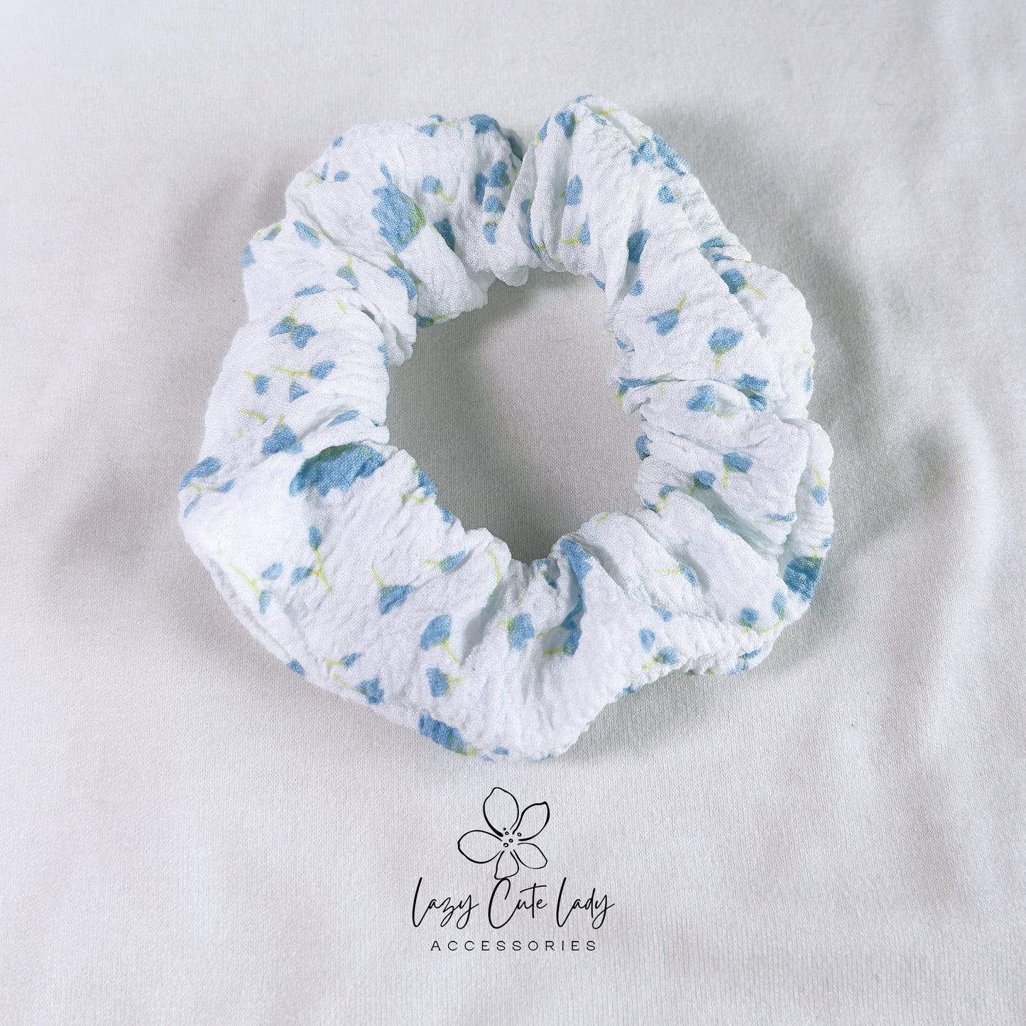 Blue Tulip Bloom Hair Scrunchies