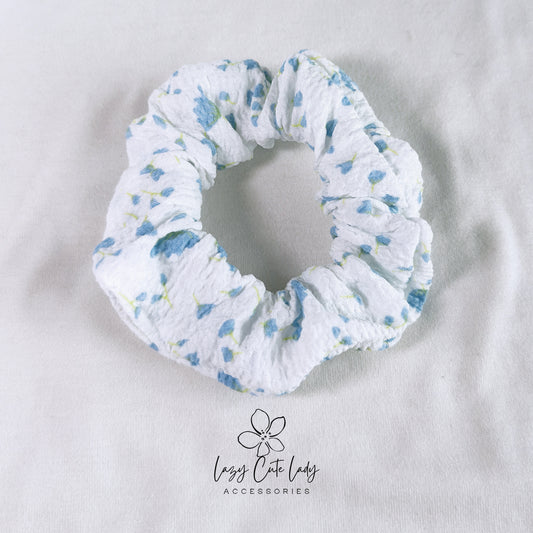 Blue Tulip Bloom Hair Scrunchies