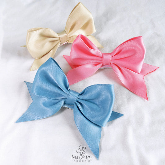 Cute Satin Hair Bow Clips - Hair accessory- Hair clips for girl - gift