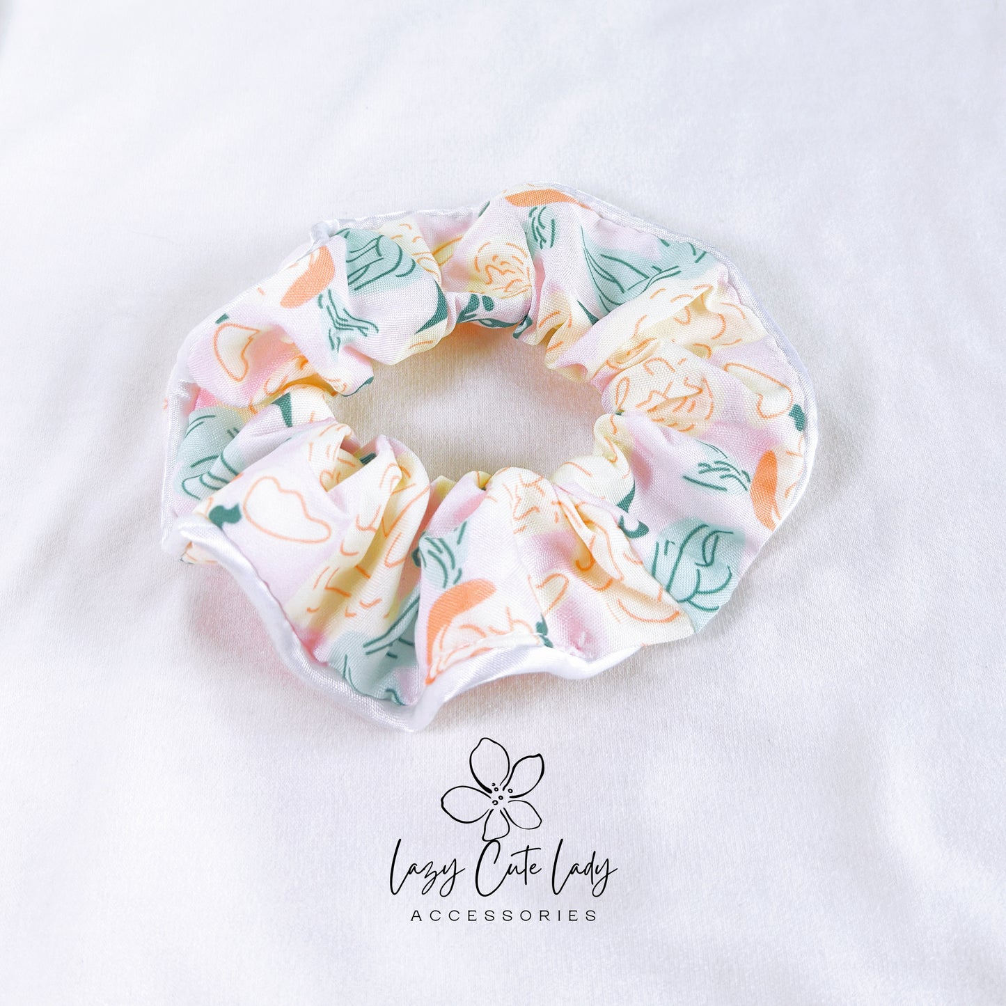 Silken Elegance Floral Hair Scrunchies