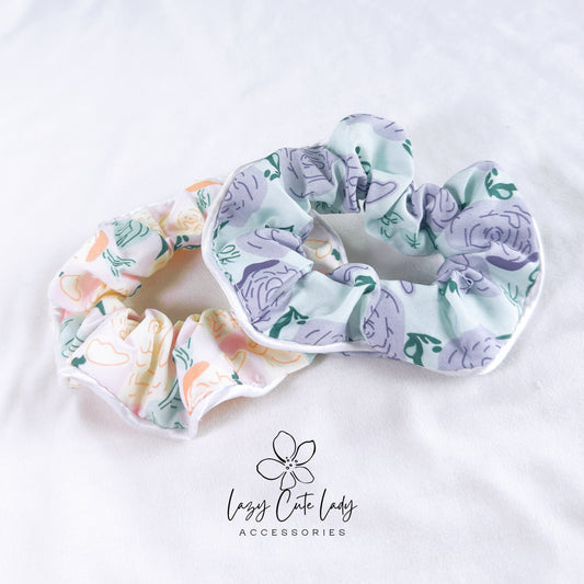 Silken Elegance Floral Hair Scrunchies