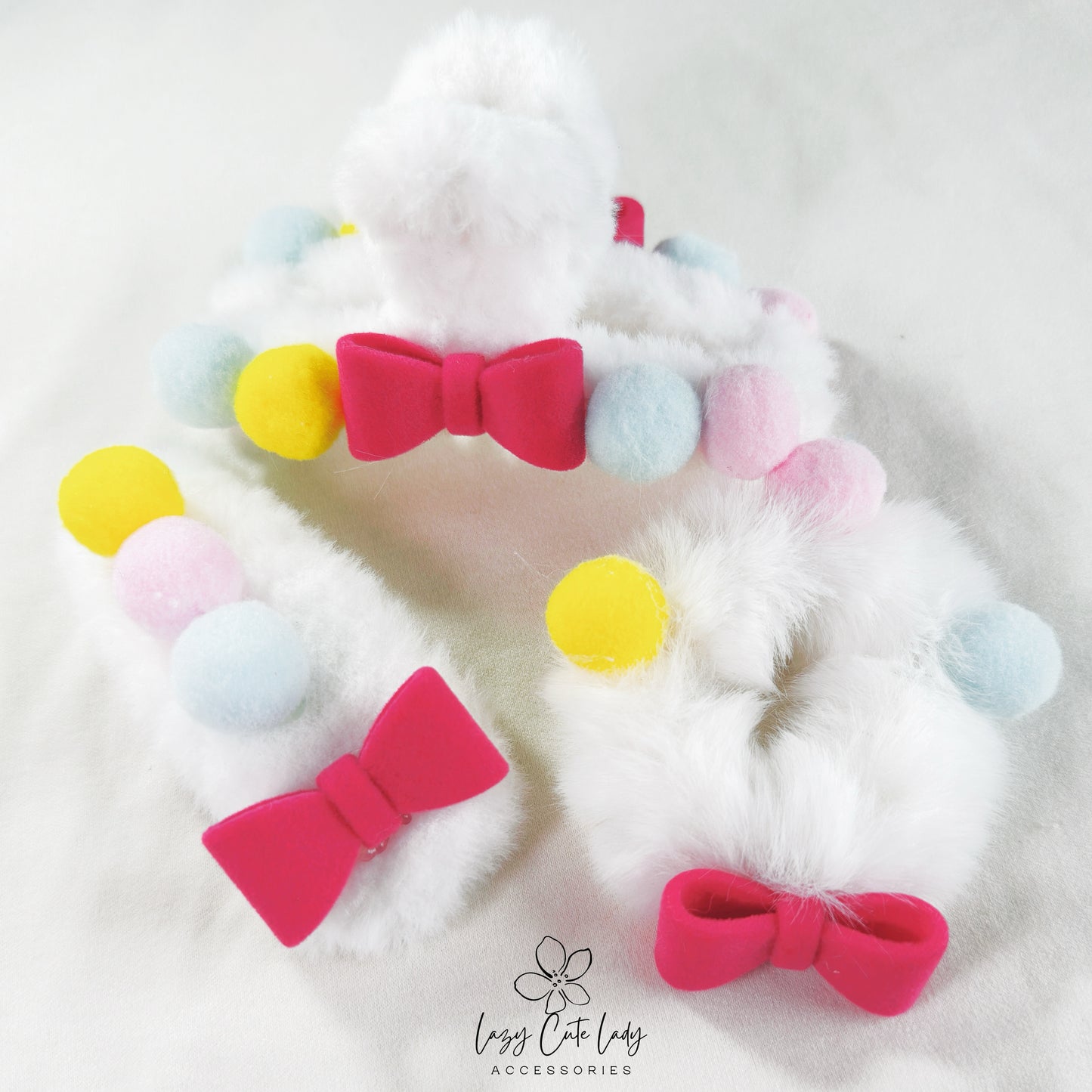 Fluffy Delights Hair Accessories Collection-Hair clips -Hair claw-Hair tie -Scrunchie-for girl for women