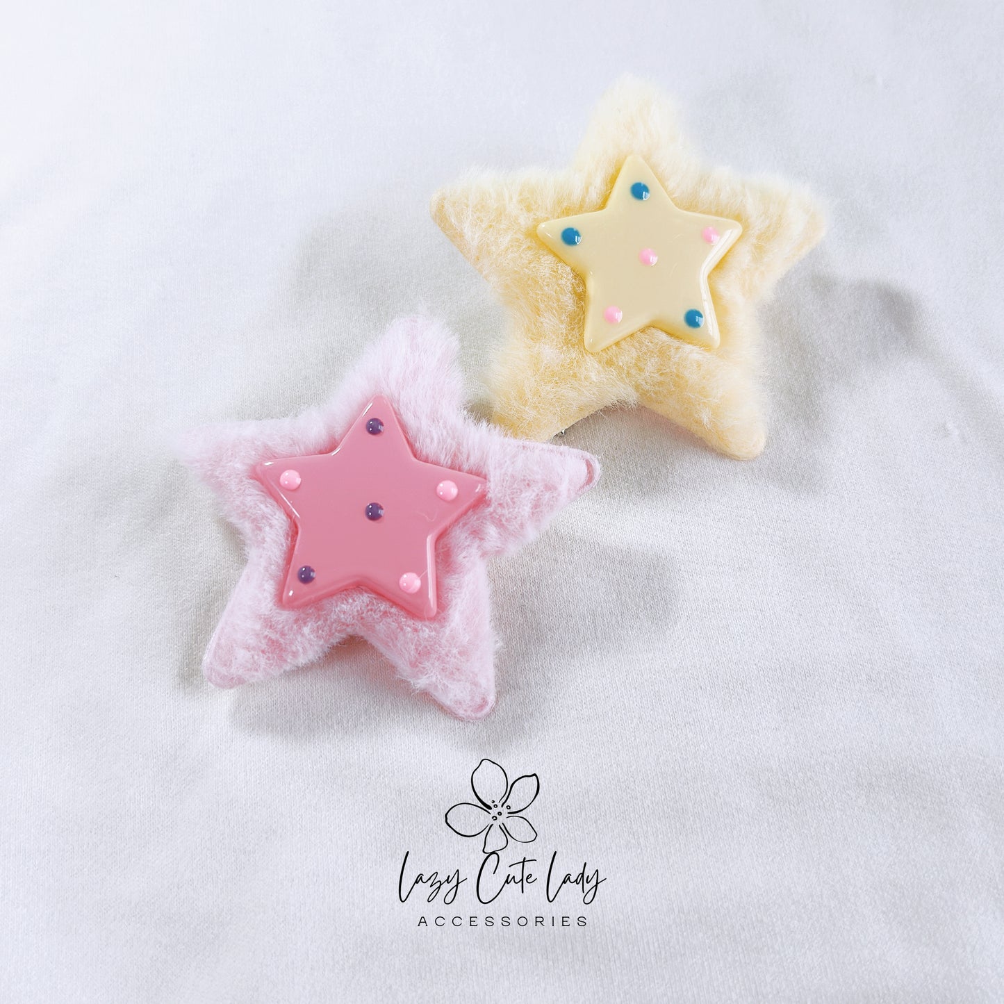 Fluffy Star Hair Clips – Colorful Plush Star Barrettes in 4 Cute Styles | Soft Hair Accessories for Girls, Toddlers & Gifting