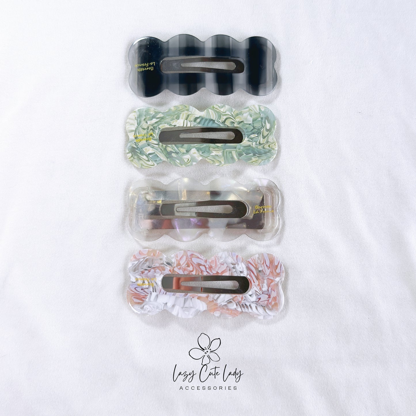 Large Rectangular Wavy Edge Hair Clip