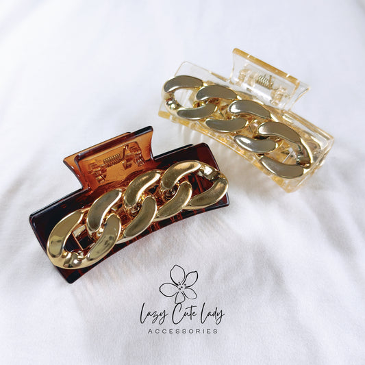 Elegant Chain-Adorned Hair Claw - A Stylish Accent for Every Occasion- Hair accessory for women for girl
