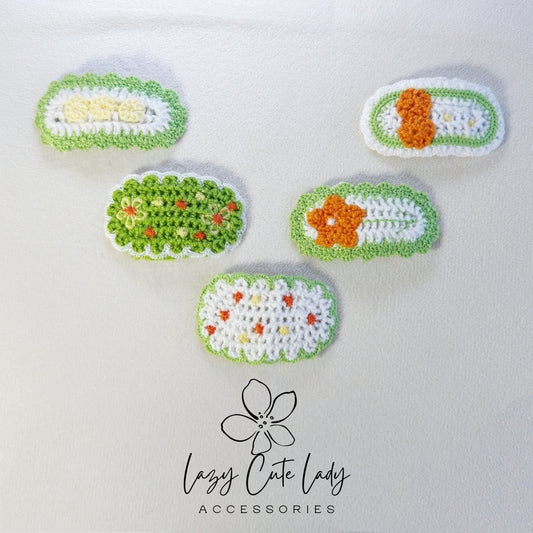 Handmade Crochet Hair Clip Set – Cute & Colorful Knitted Hair Accessories