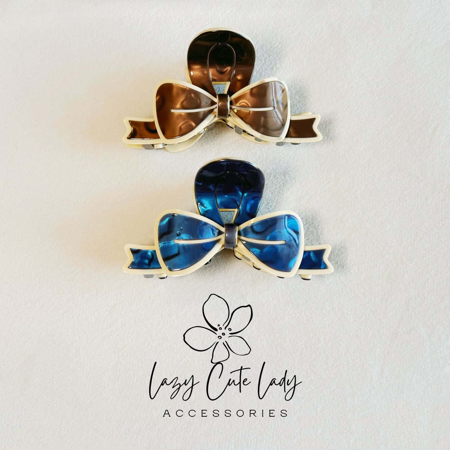 Elegant Ribbon Bow Hair Claw – Eco-Friendly Acetate, 4-inch Design