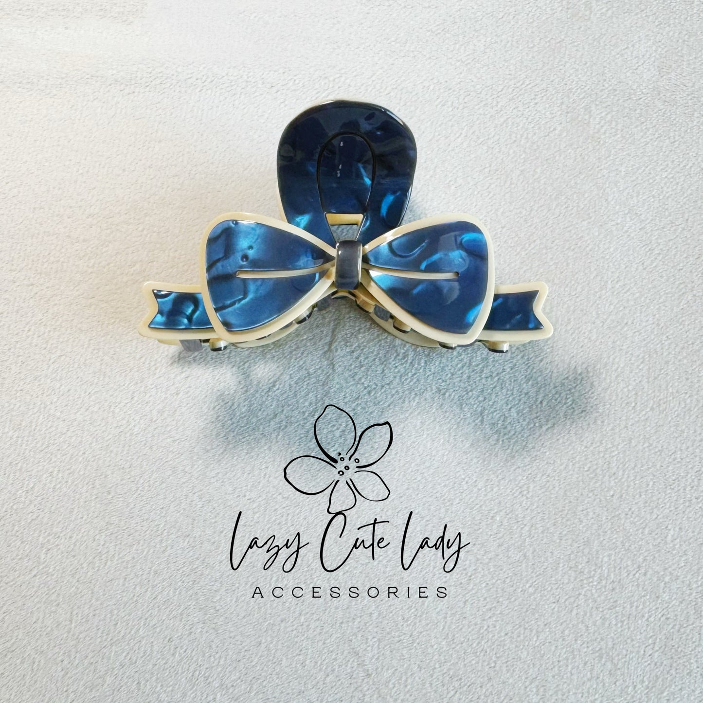 Elegant Ribbon Bow Hair Claw – Eco-Friendly Acetate, 4-inch Design