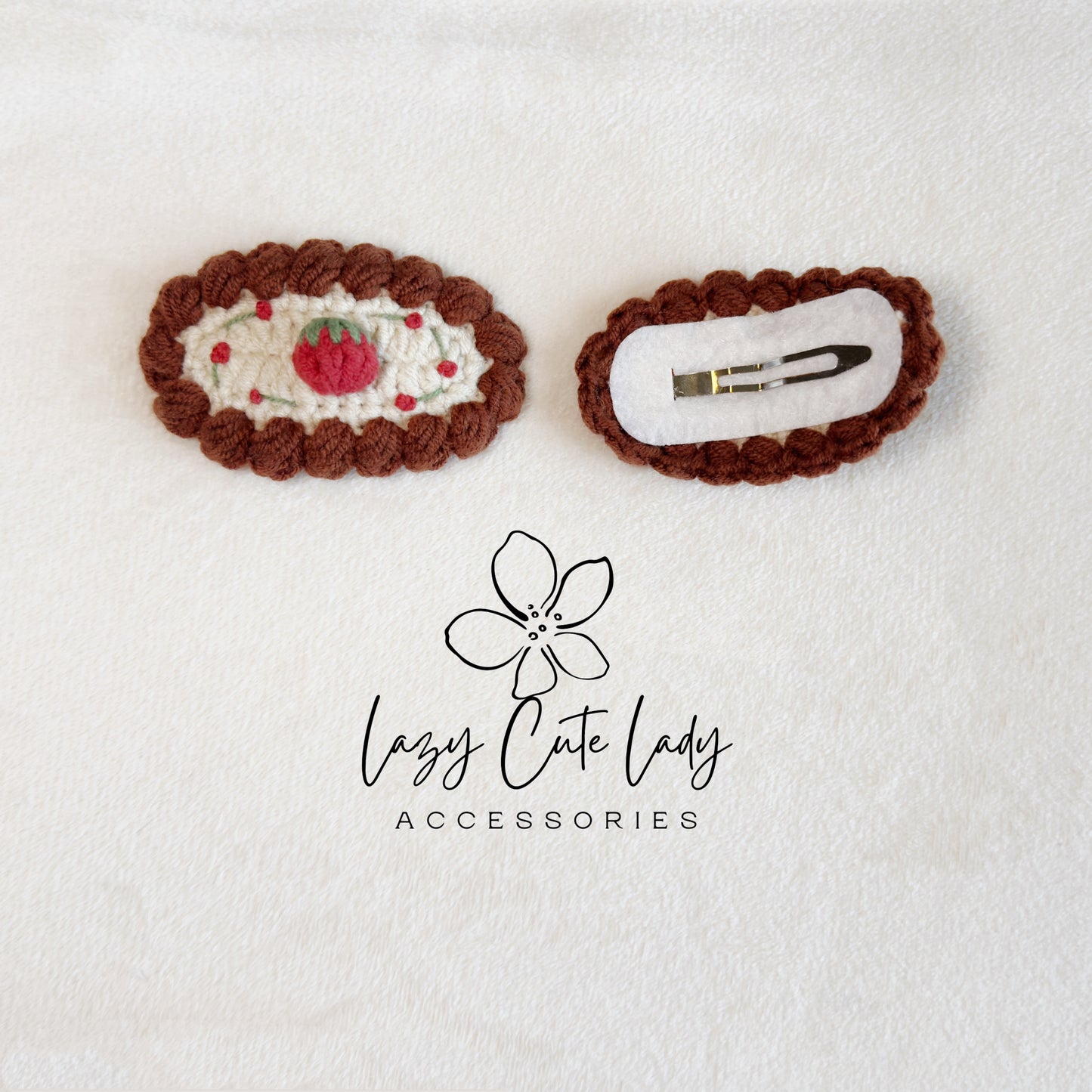 Handmade Crochet Strawberry Hair Clips – Sweet & Cute Knitted Hair Accessories
