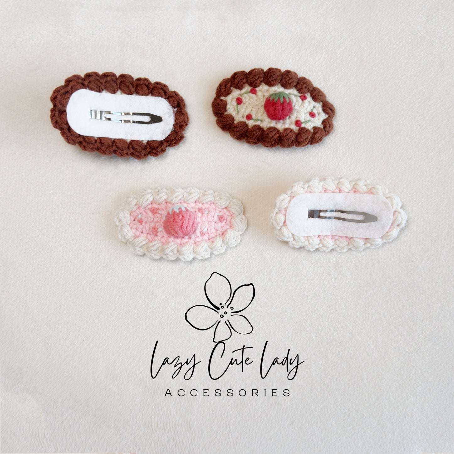 Handmade Crochet Strawberry Hair Clips – Sweet & Cute Knitted Hair Accessories