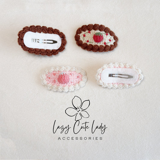 Handmade Crochet Strawberry Hair Clips – Sweet & Cute Knitted Hair Accessories