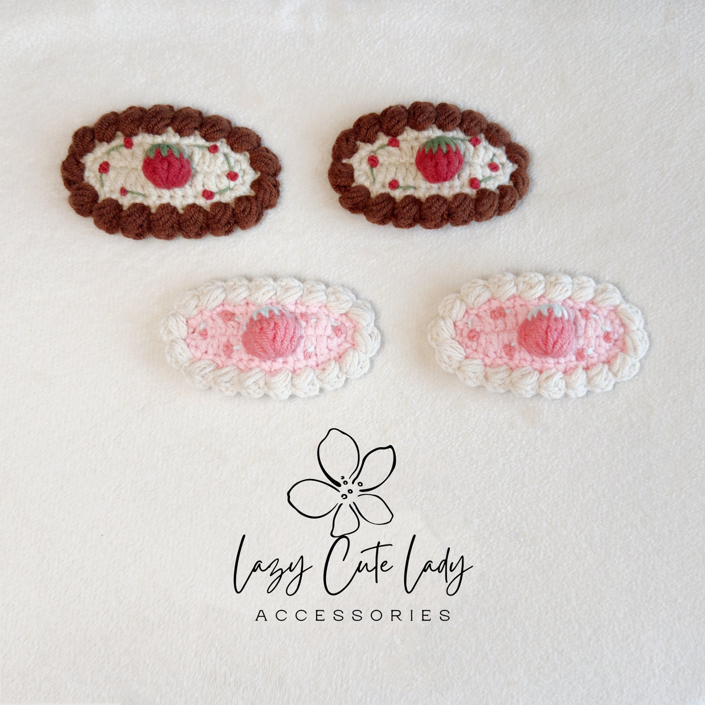 Handmade Crochet Strawberry Hair Clips – Sweet & Cute Knitted Hair Accessories