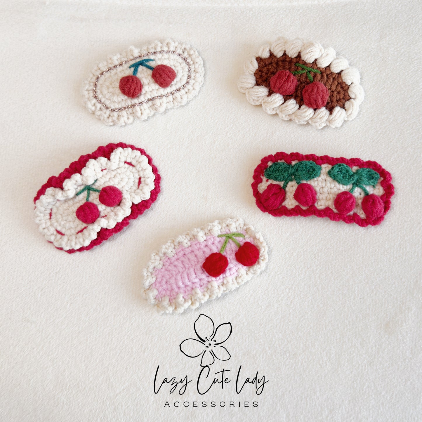 Handmade Crochet Cherry Hair Clip Series– Cute & Sweet Knitted Hair Accessories