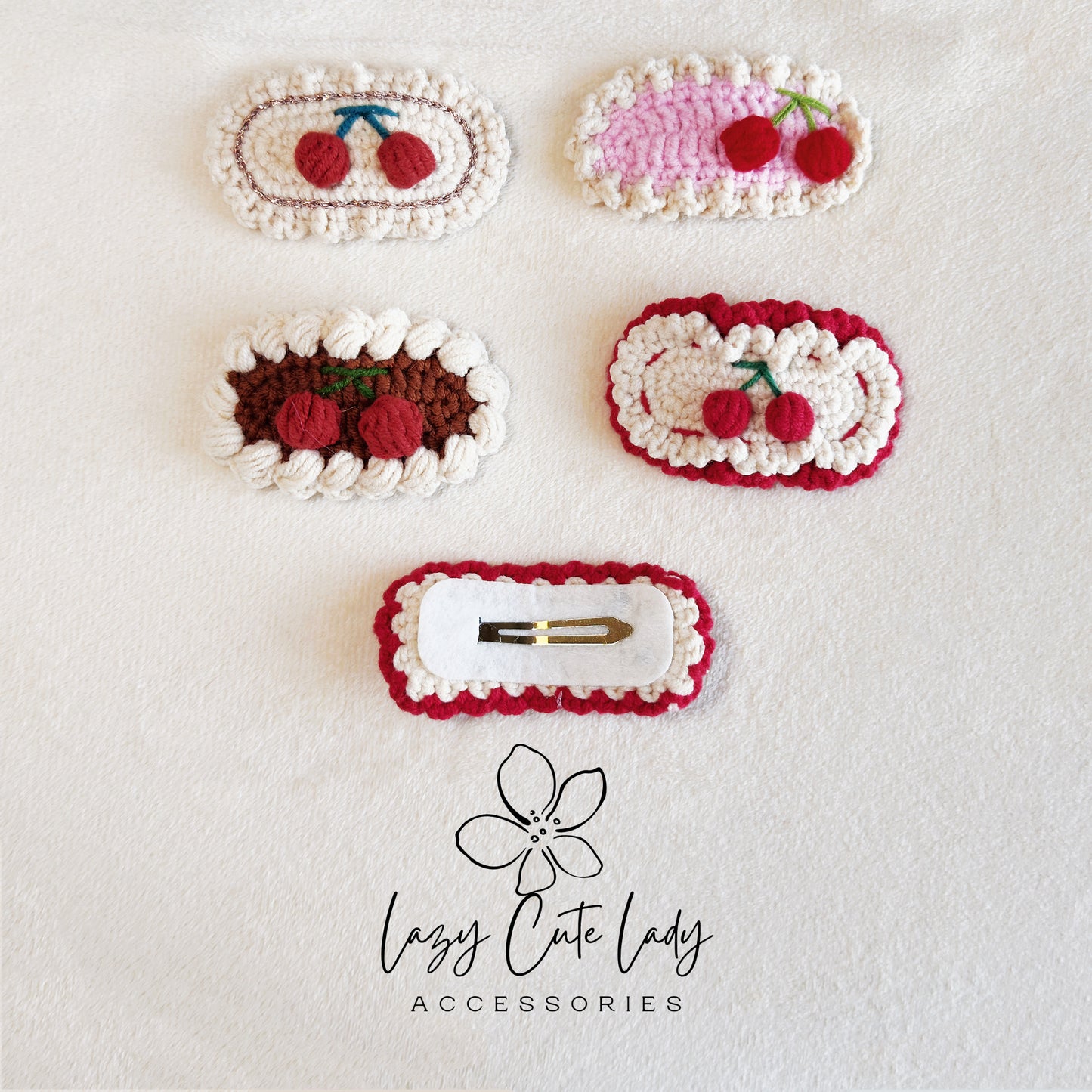 Handmade Crochet Cherry Hair Clip Series– Cute & Sweet Knitted Hair Accessories