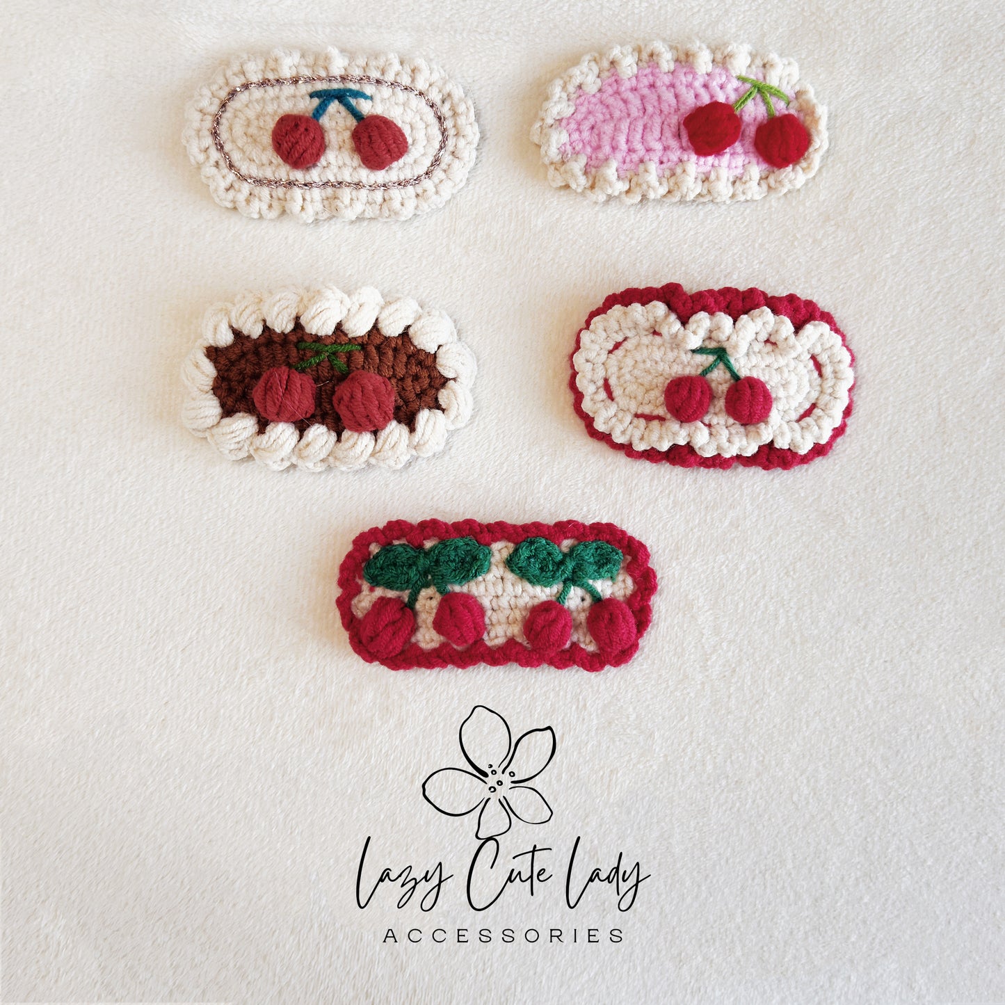 Handmade Crochet Cherry Hair Clip Series– Cute & Sweet Knitted Hair Accessories