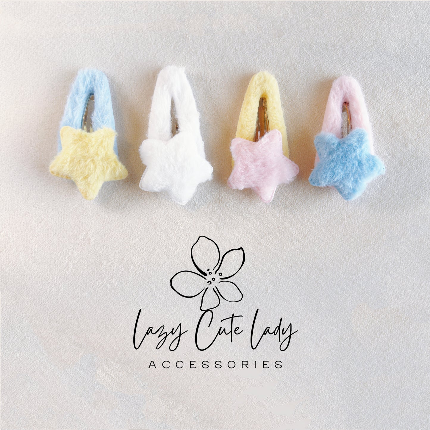 Plush Star Hair Accessories Series - Hair clips- Hair Claw - Star clips - for girl for women