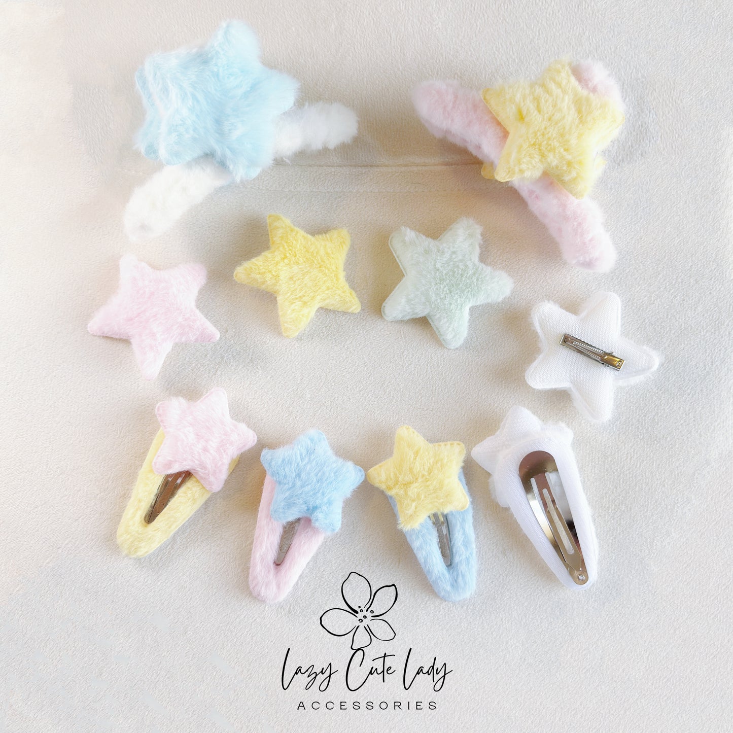 Plush Star Hair Accessories Series - Hair clips- Hair Claw - Star clips - for girl for women