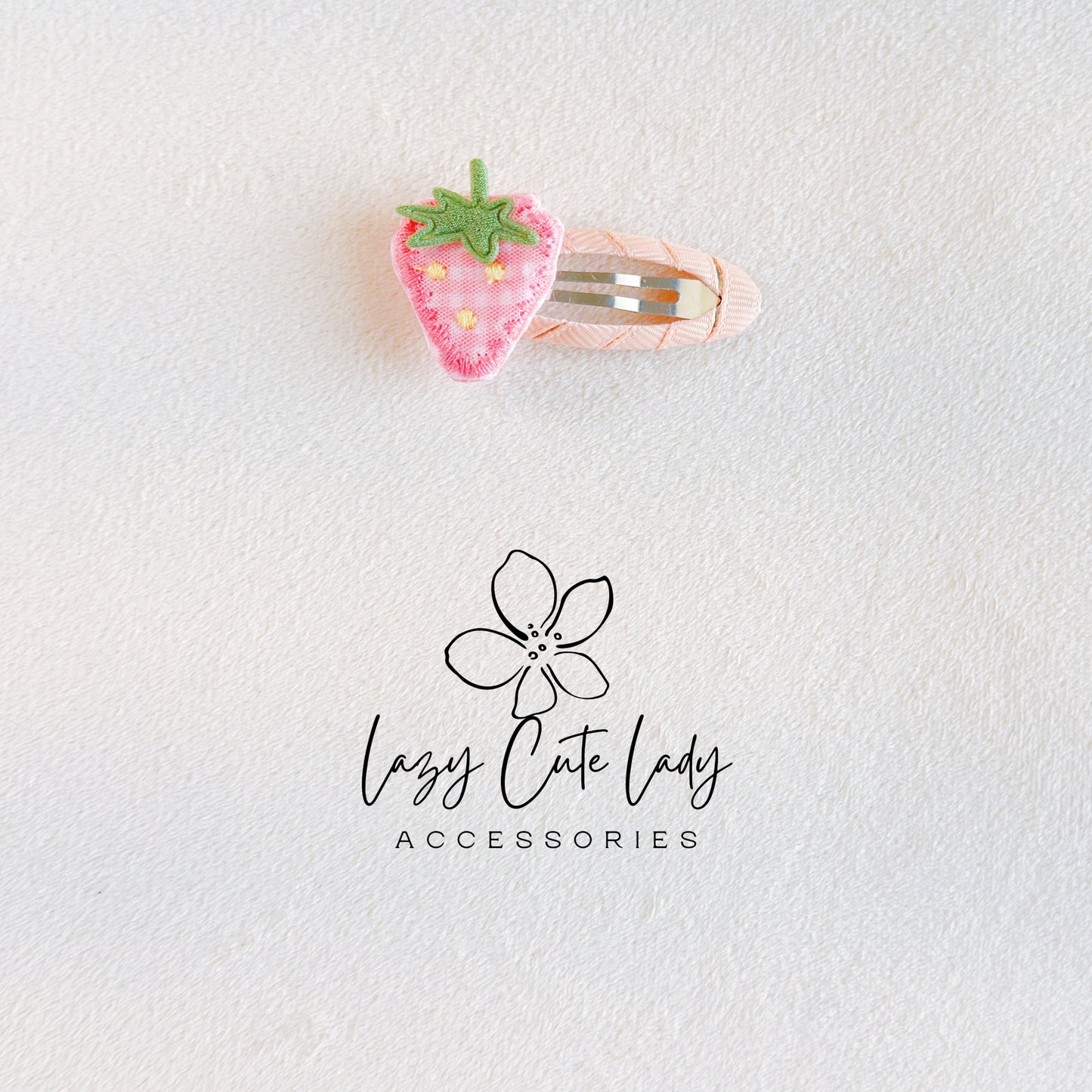 Adorable 1.5-Inch Fabric Bow and Strawberry Hair Clip Set - Pink and Blue Options