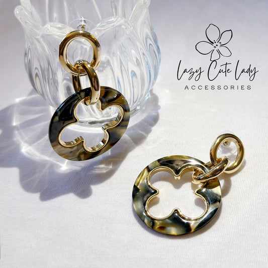 Chic Vine: Acetate and Metal Clover Cutout Earrings