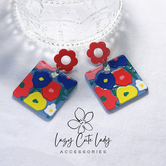 Artisanal Blooms: Resin Floral Earrings