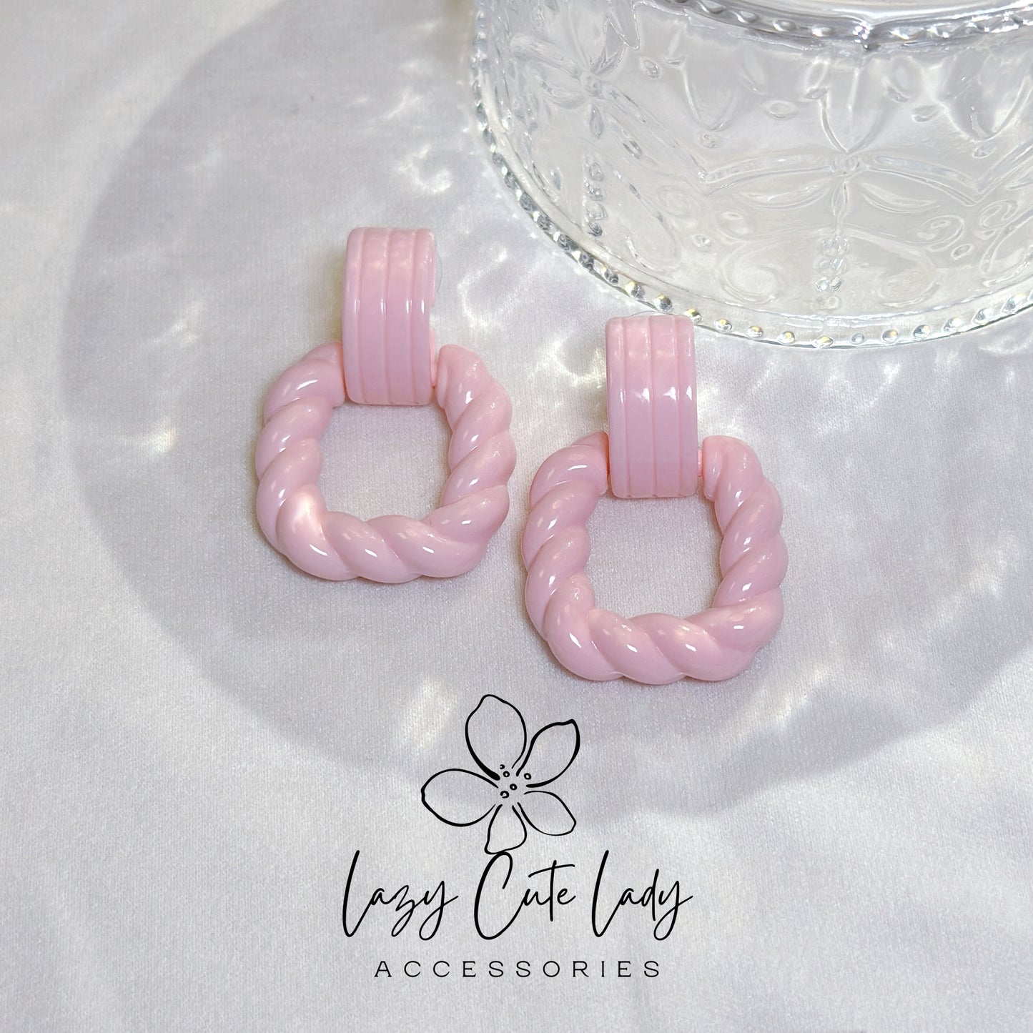 Lazy Cute Lady Accessories-Versatile Twist: Square Geometric Twisted Earrings- Cute Earrings- Gift - for girl for women