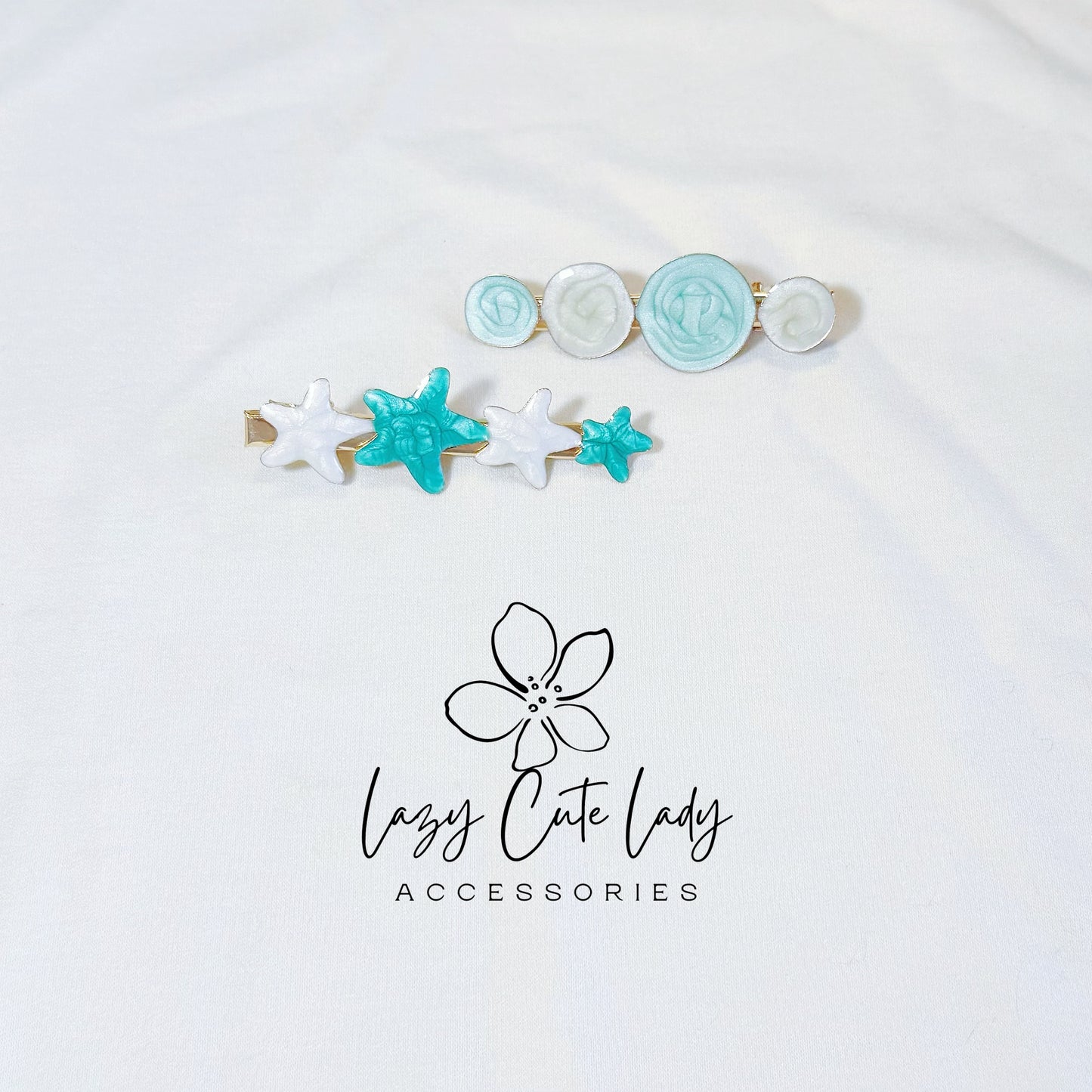 Ocean Dream Hair Clip Set – Starfish & Shell Inspired Barrettes for Girls and Women- Cute Hair Clips- Gift for Her