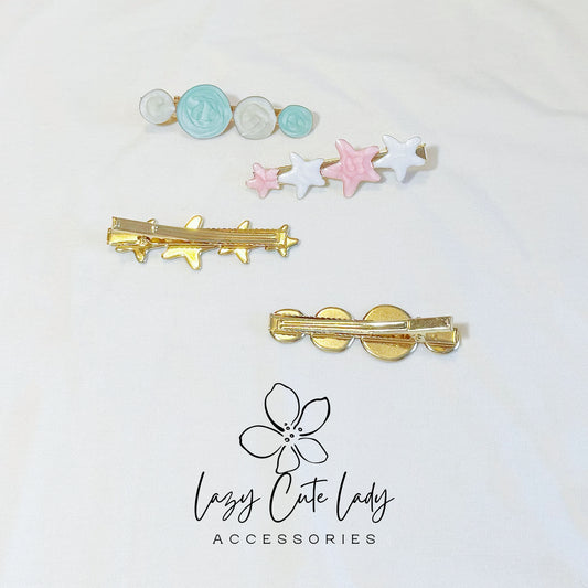 Ocean Dream Hair Clip Set – Starfish & Shell Inspired Barrettes for Girls and Women- Cute Hair Clips- Gift for Her