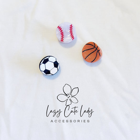 Mini Sports Claw Clip Set – Basketball, Soccer & Baseball Hair Claws for Kids, Teens & Fans