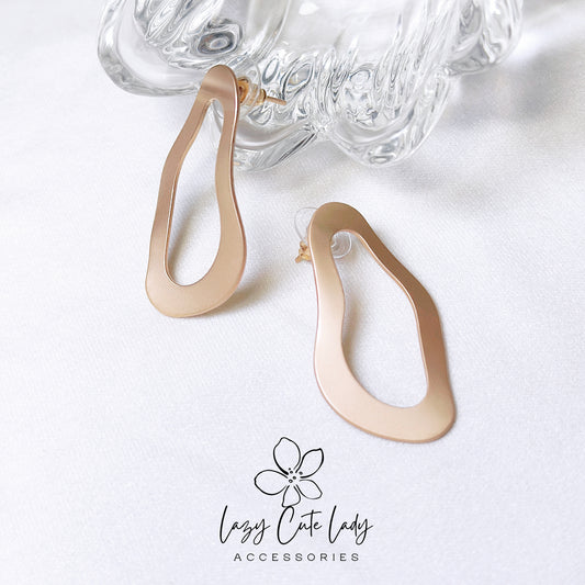 Lazy Cute Lady Accessories-Golden Clouds: Hollow Matte Metal Drop Earrings-Metal allergy-friendly earrings -Fashion Earrings- Gift - for girl for women