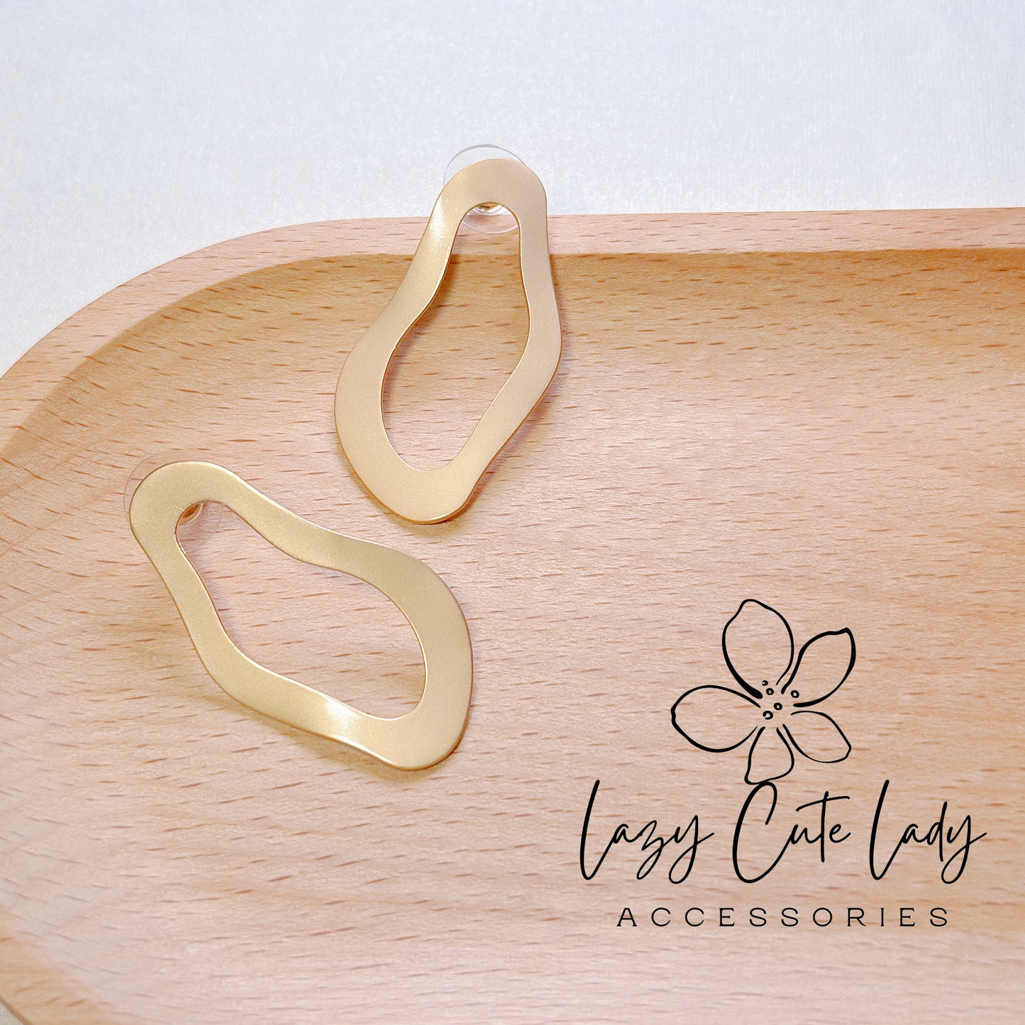 Lazy Cute Lady Accessories-Golden Clouds: Hollow Matte Metal Drop Earrings-Metal allergy-friendly earrings -Fashion Earrings- Gift - for girl for women