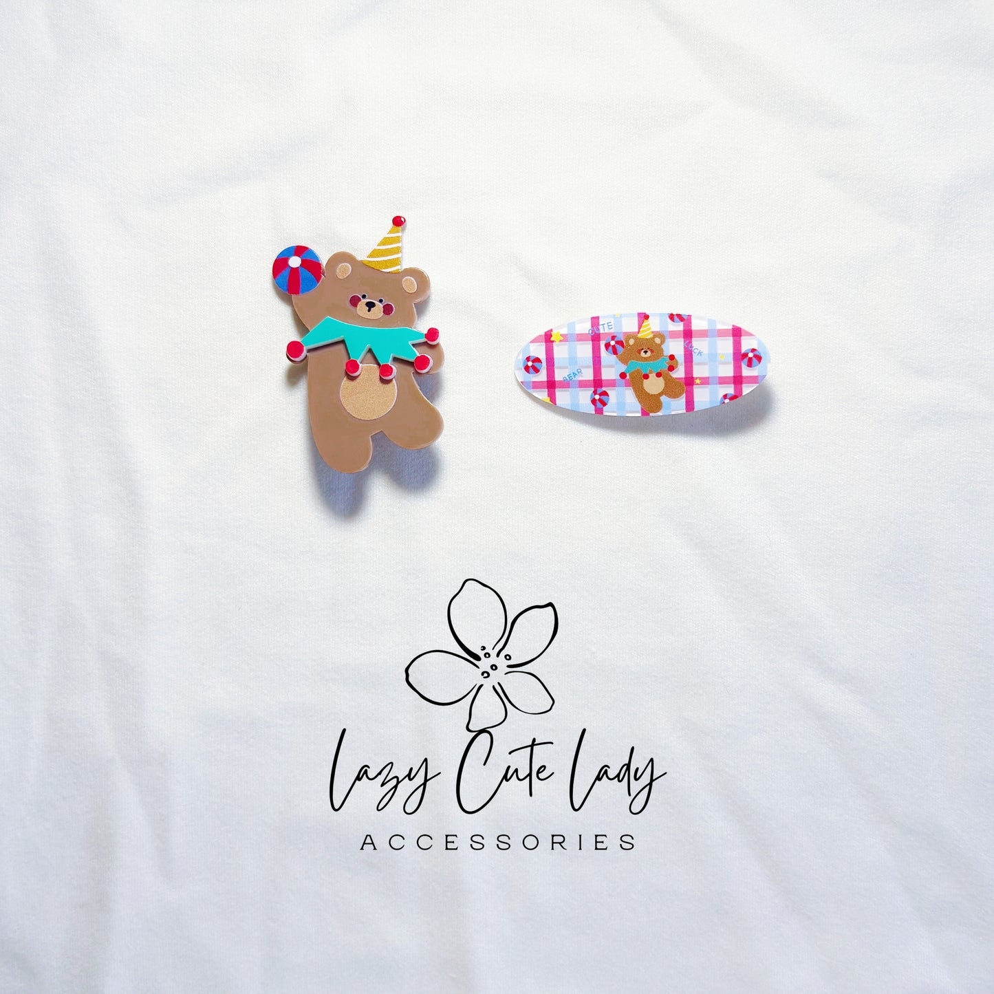 Party Bear Hair Clips – Cute Animal Hair Accessories, Kawaii Colorful Snap Clips, Happy Bear Hair Pins for Girls