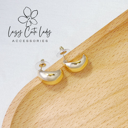 Lazy Cute Lady Accessories-Elegant Gold Metal Earrings: Oval and Square Options-Metal allergy-friendly earrings -Fashion Earrings- Gift - for girl for women