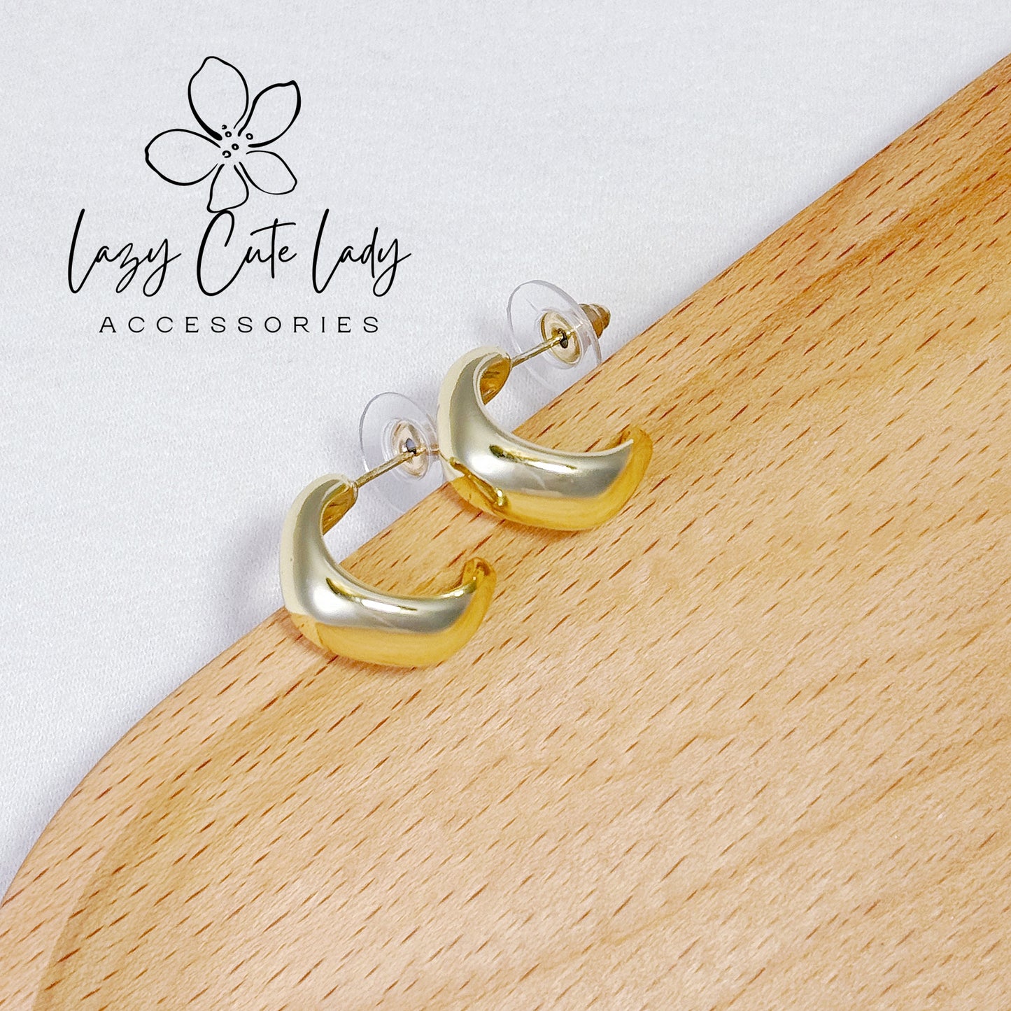 Lazy Cute Lady Accessories-Elegant Gold Metal Earrings: Oval and Square Options-Metal allergy-friendly earrings -Fashion Earrings- Gift - for girl for women